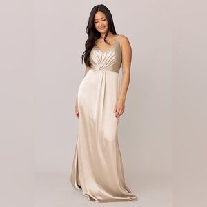 Revelry Giada Satin Maxi Dress Bridesmaid Gown 18 Gold Champagne Formal Wedding